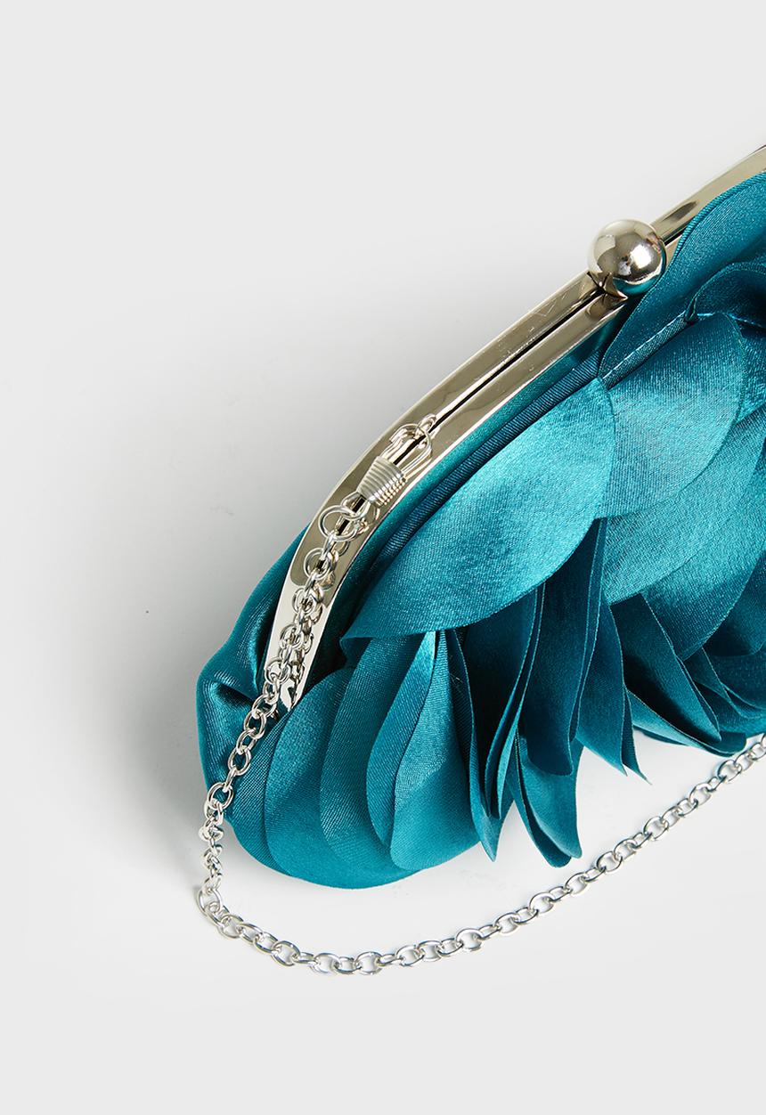 MILLA - Flower clutch bag - teal