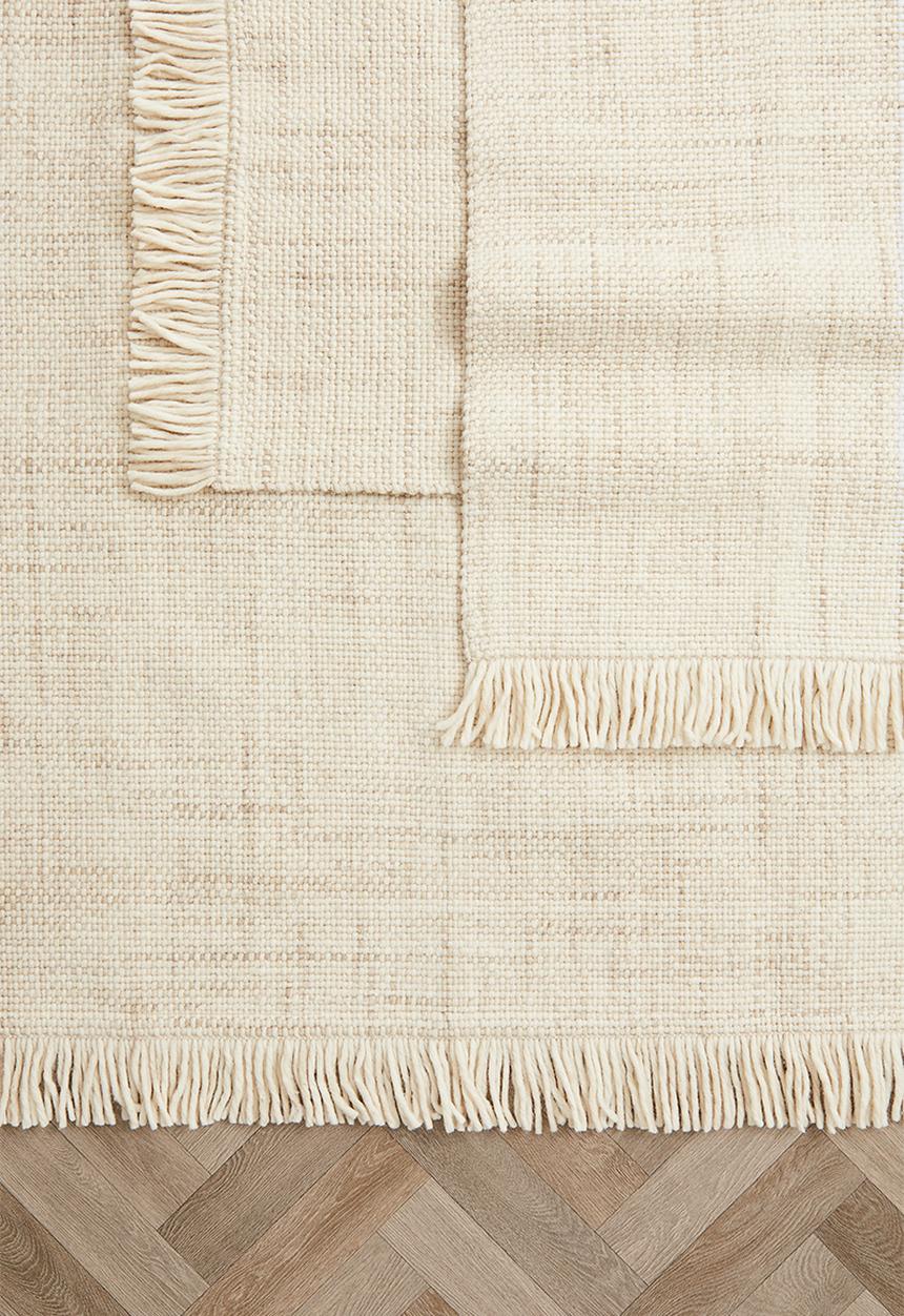 H&M - Fringed wool-blend rug - beige