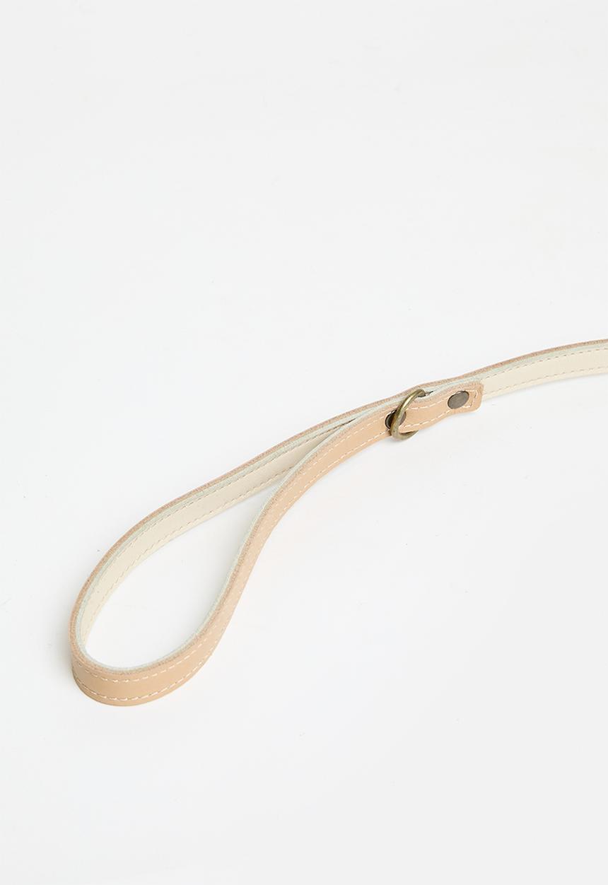 Houndstooth - Leather Handle Lead - Hazelnut/latte