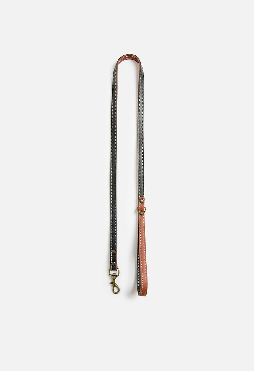Houndstooth - Leather Handle Lead - tobacco/black