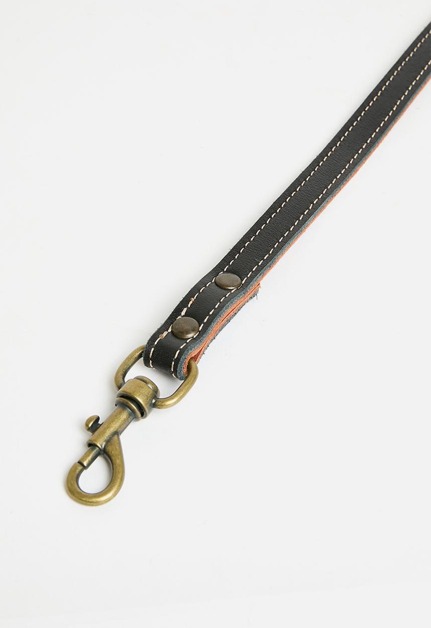 Houndstooth - Leather Handle Lead - tobacco/black