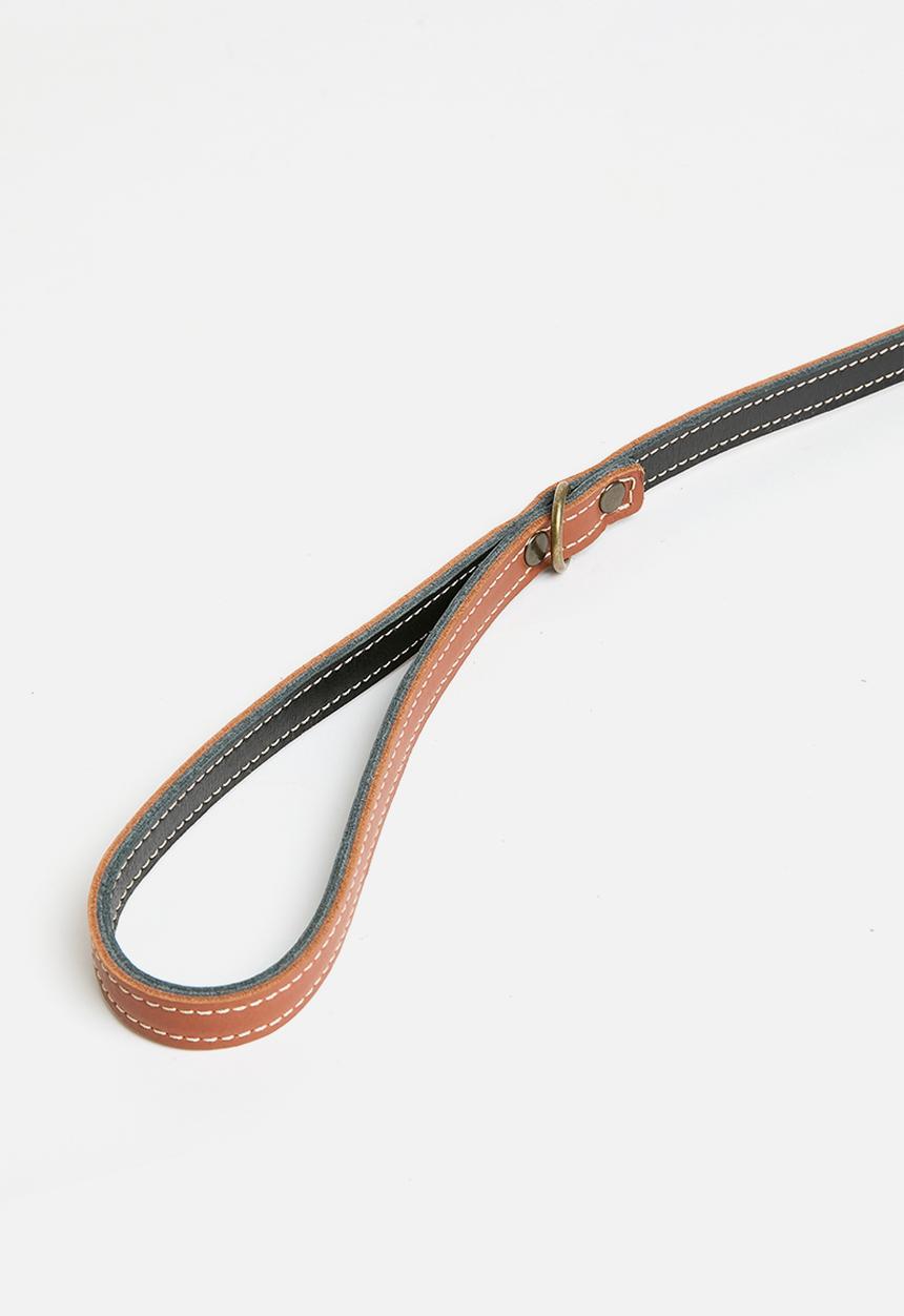 Houndstooth - Leather Handle Lead - tobacco/black