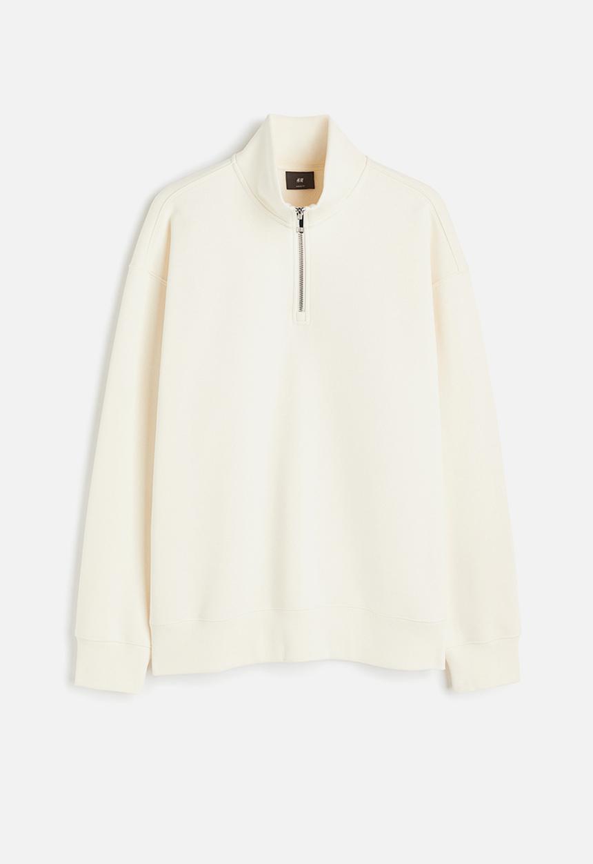 H&M - Relaxed fit zip-top sweatshirt - white