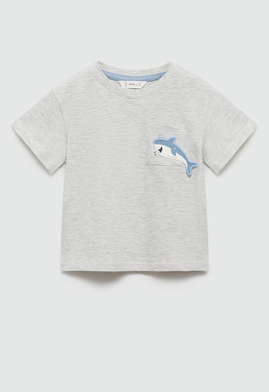 MANGO - T-shirt shark - light/pastel gray