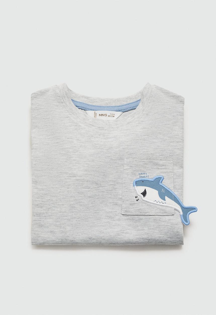 MANGO - T-shirt shark - light/pastel gray