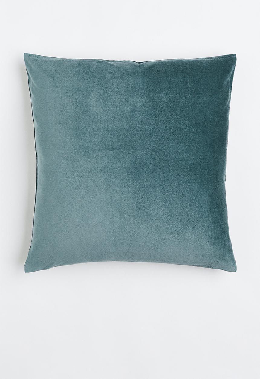 H&M - Cotton velvet cushion cover - turquoise