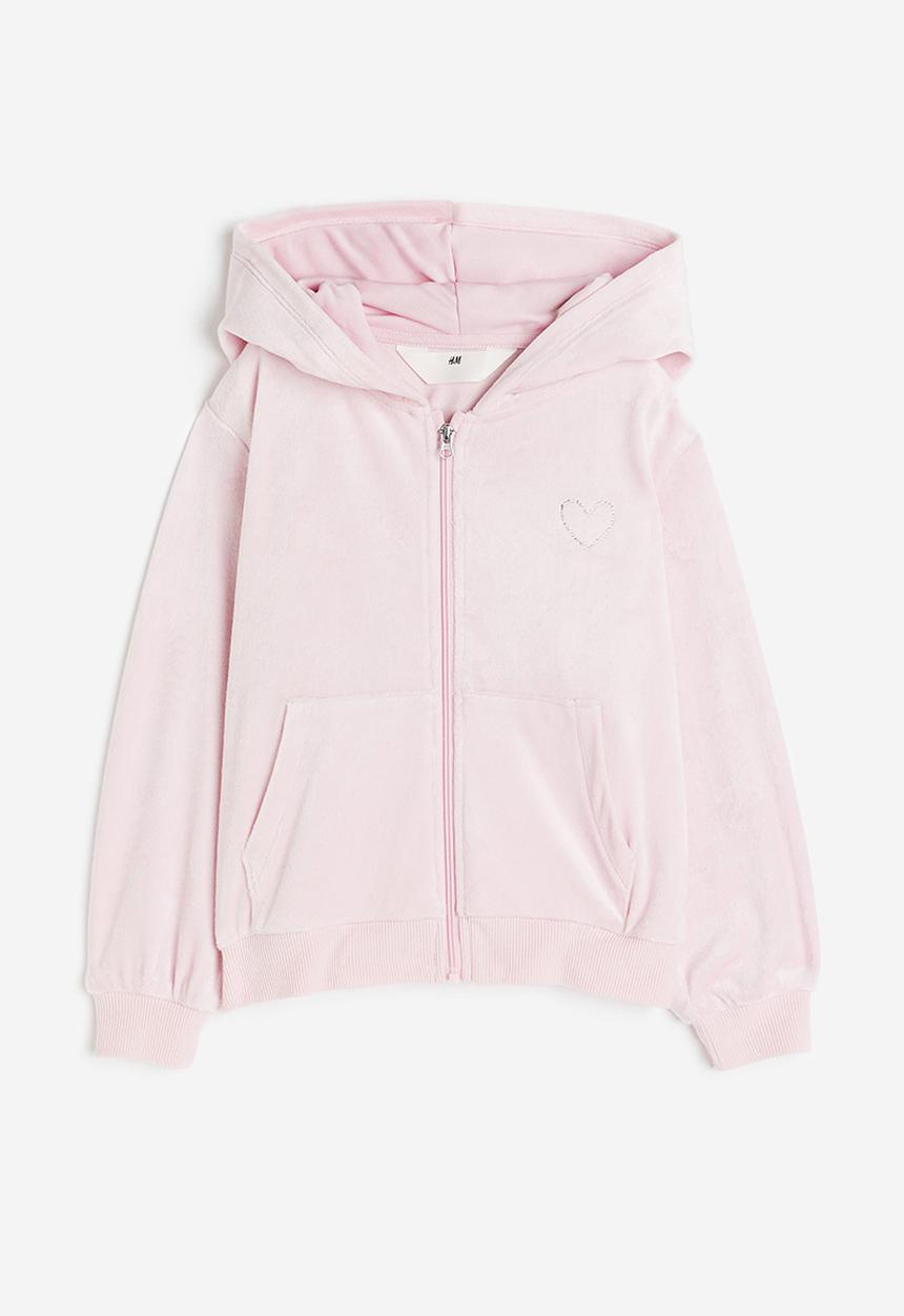 H&M - Velour zip-through hoodie - pink