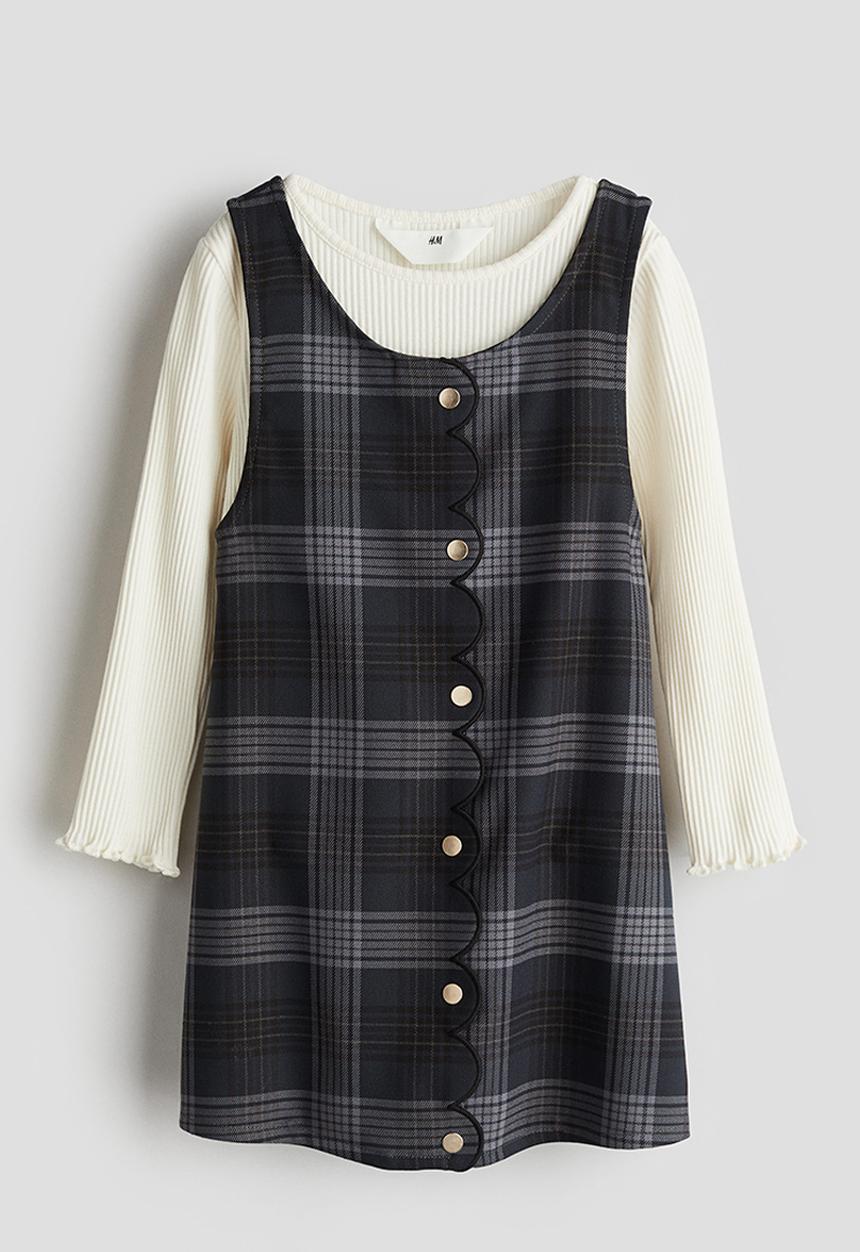 H&M - 2-Piece top and dress set - dark grey & cream