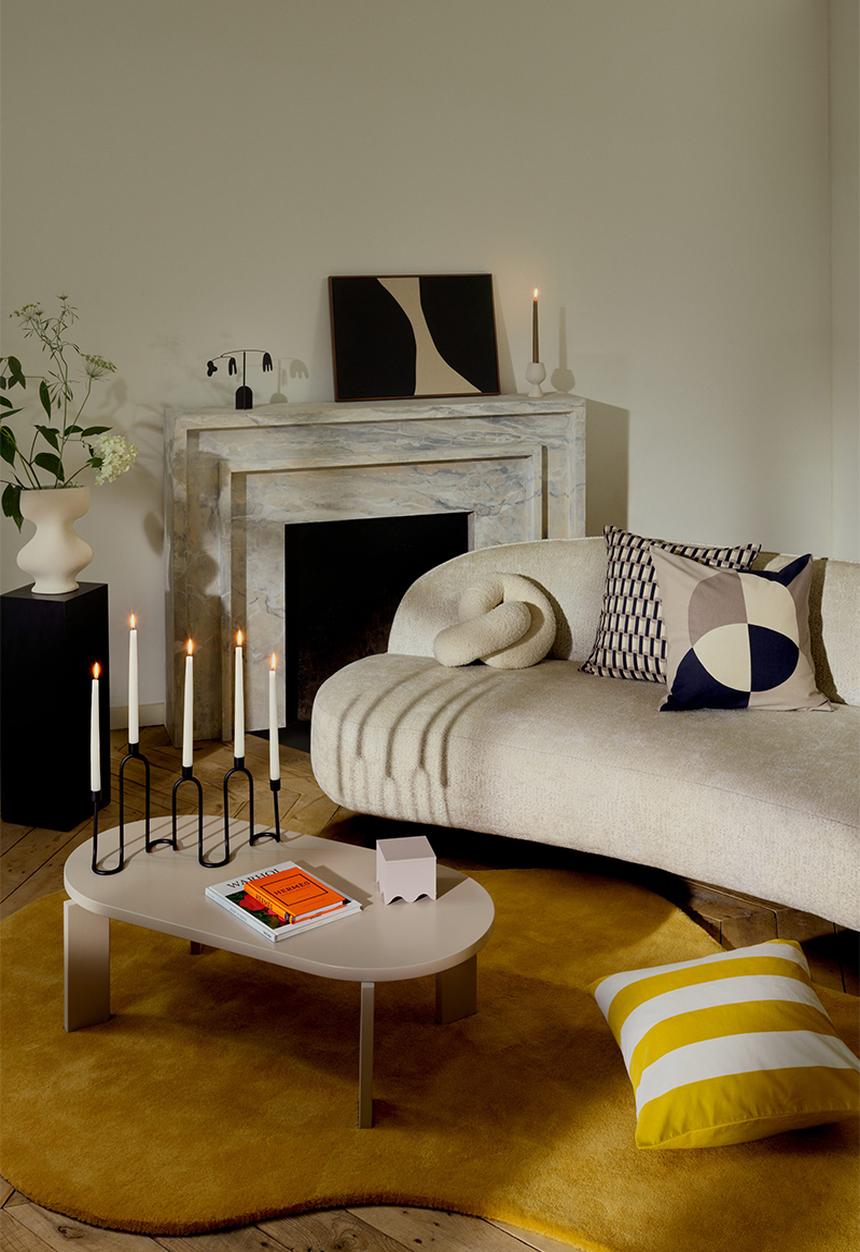 H&M - Velvet cushion cover - Yellow Striped