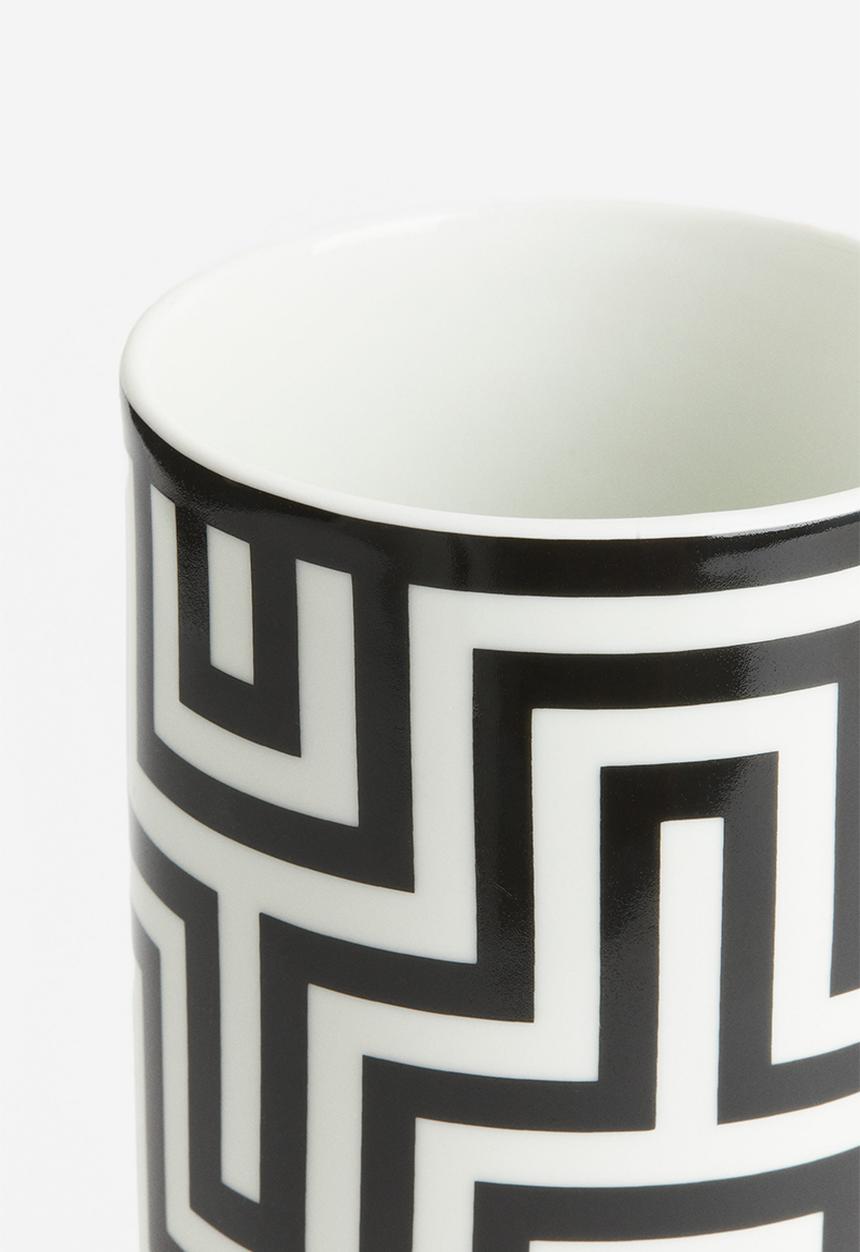 H&M - Graphic pattern porcelain vase - White Black