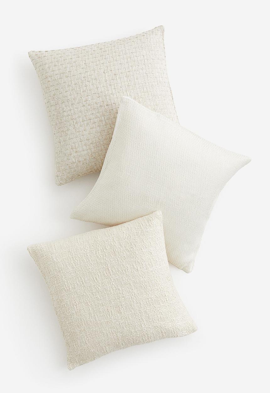 H&M - 3-Pack structure-weave cushion covers - Light beige