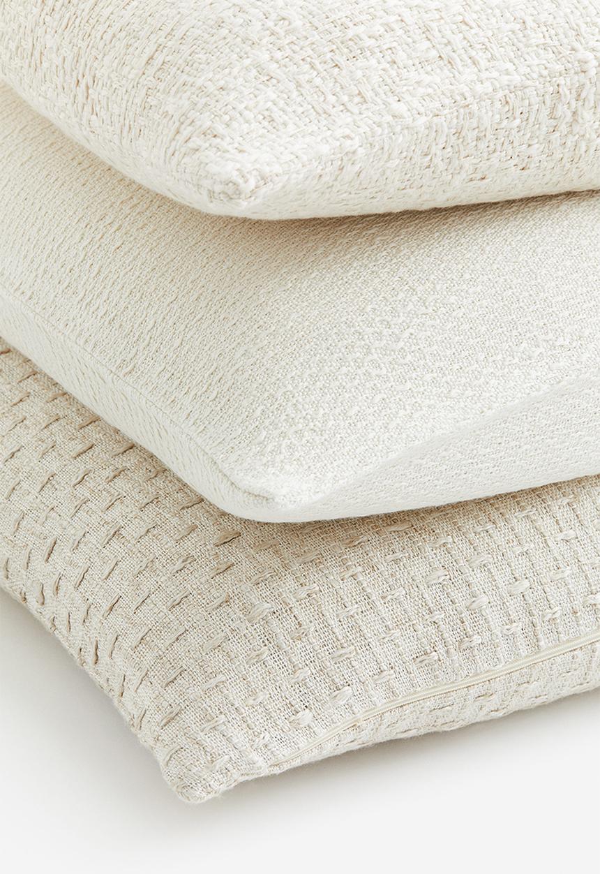 H&M - 3-Pack structure-weave cushion covers - Light beige