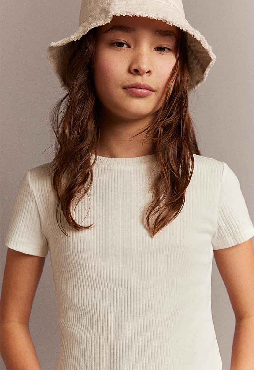 H&M - Ribbed cotton jersey top - white