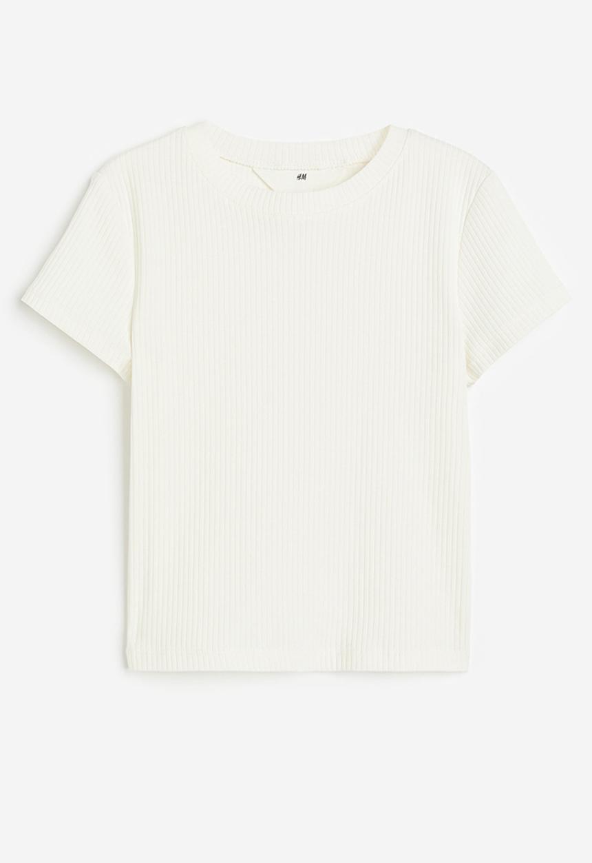 H&M - Ribbed cotton jersey top - white