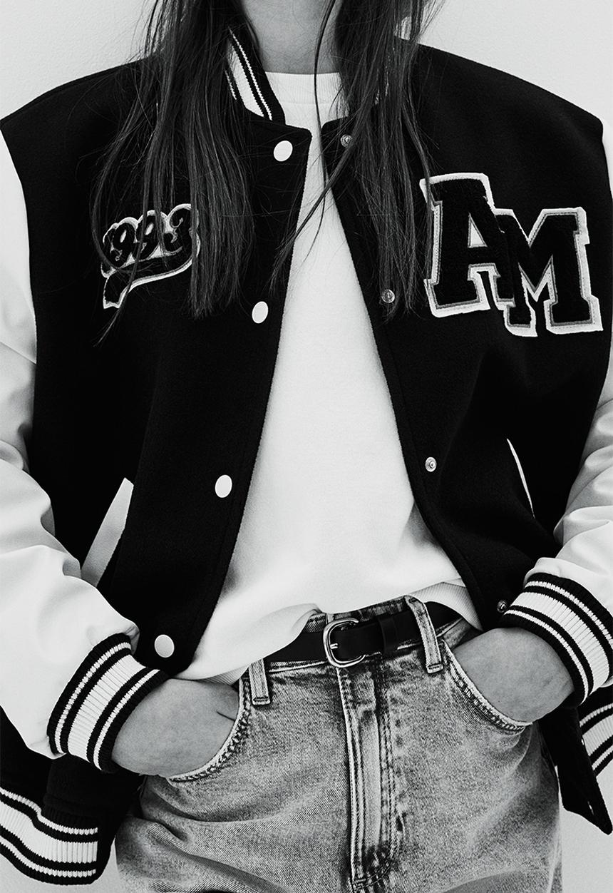 H&M - Appliquéd baseball jacket - blue