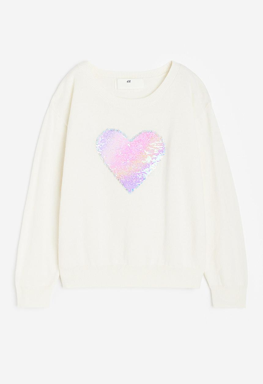 H&M - Reversible sequin-motif jumper - white