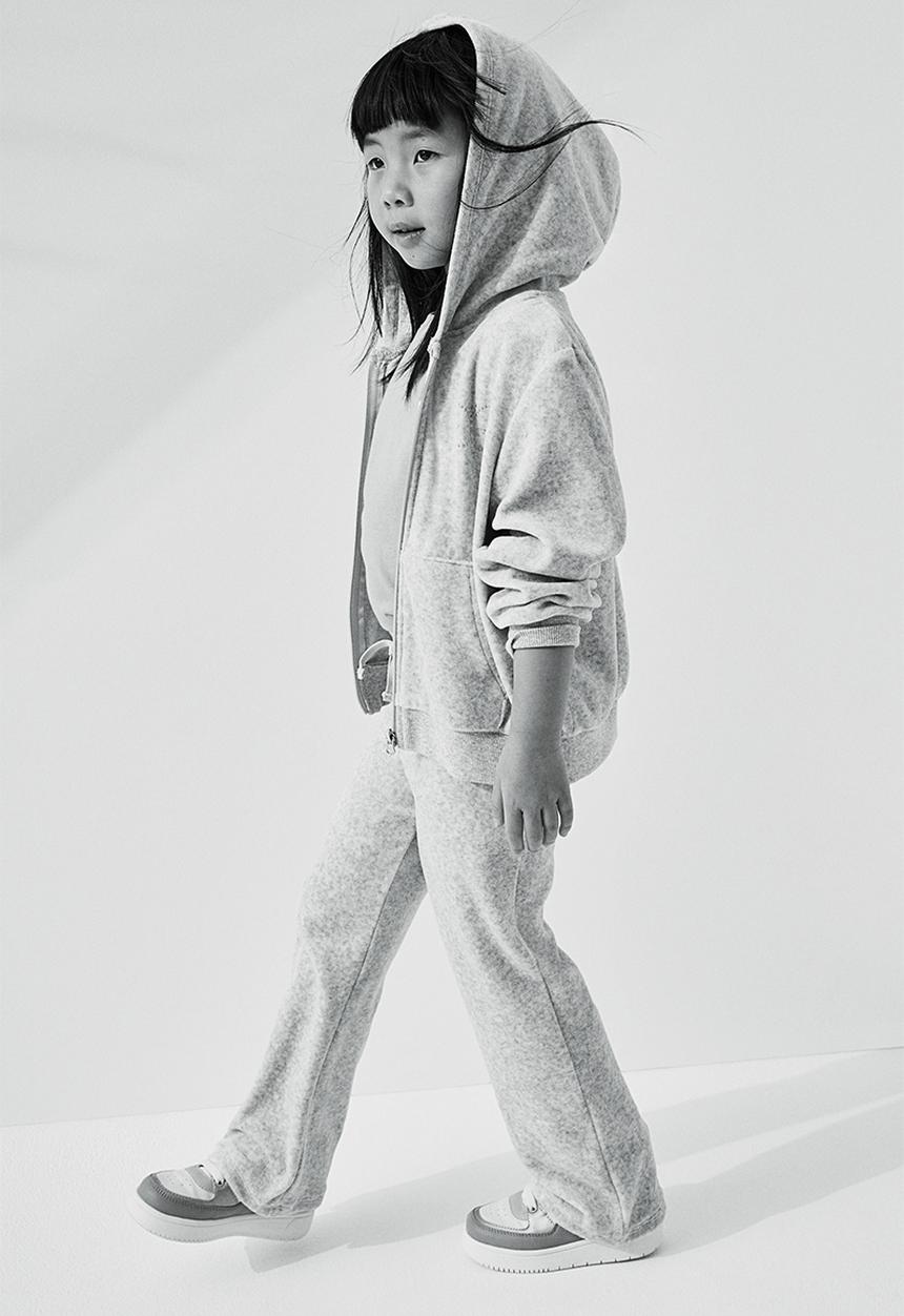 H&M - Velour zip-through hoodie - grey