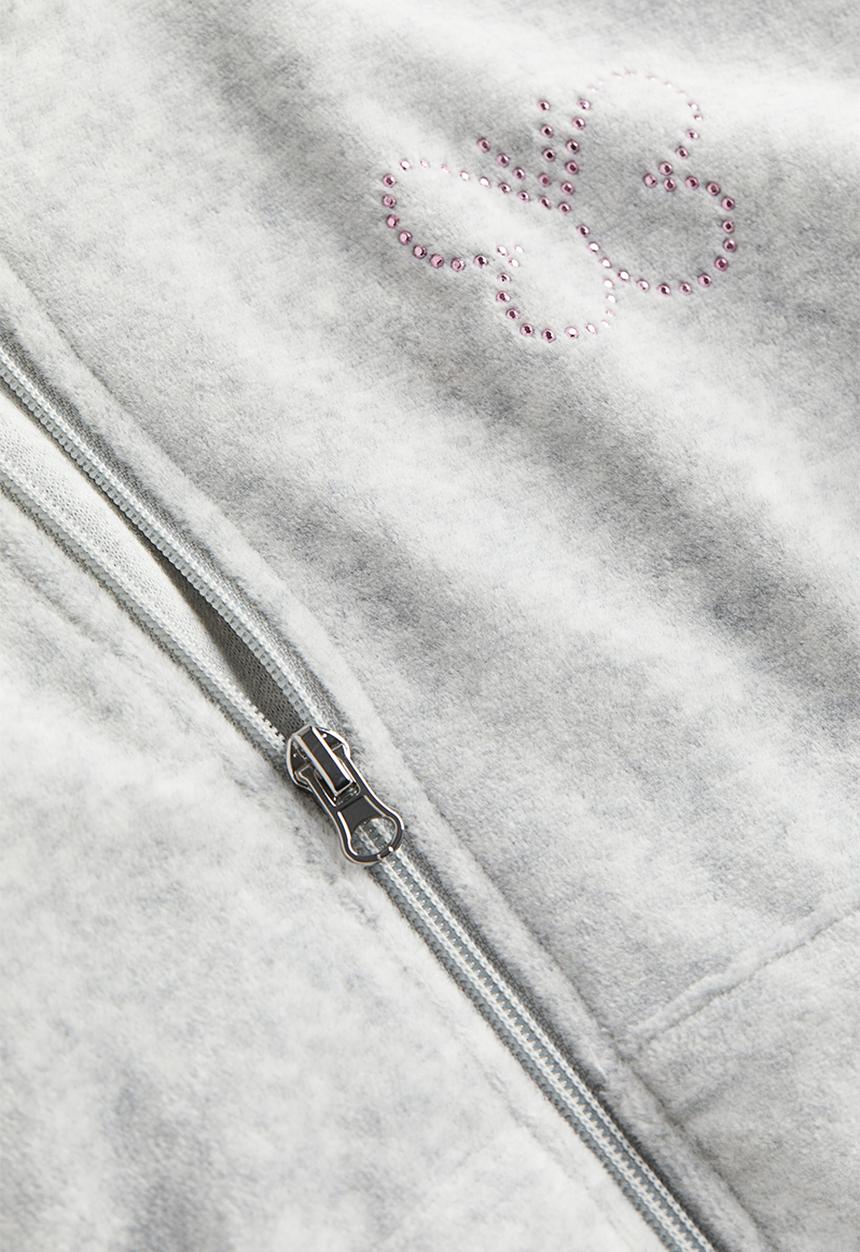 H&M - Velour zip-through hoodie - grey