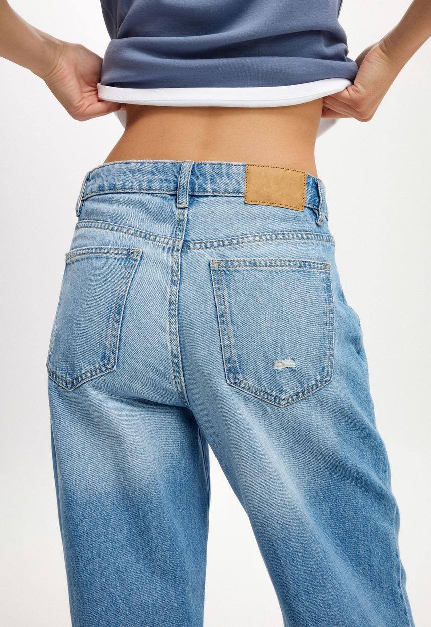 Cotton On - Relaxed Wide Jean - Breeze Blue Worn