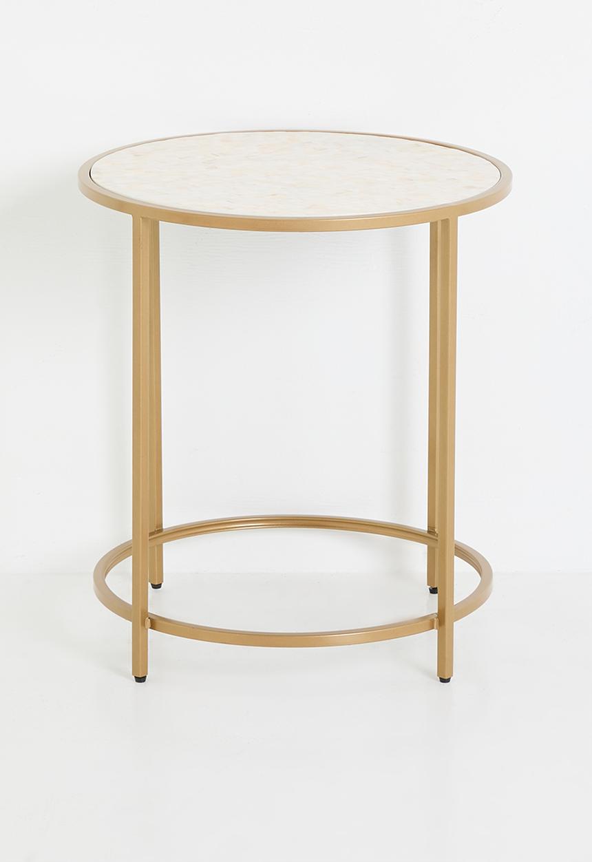 Sixth Floor - Estelle inlay metal side table - gold