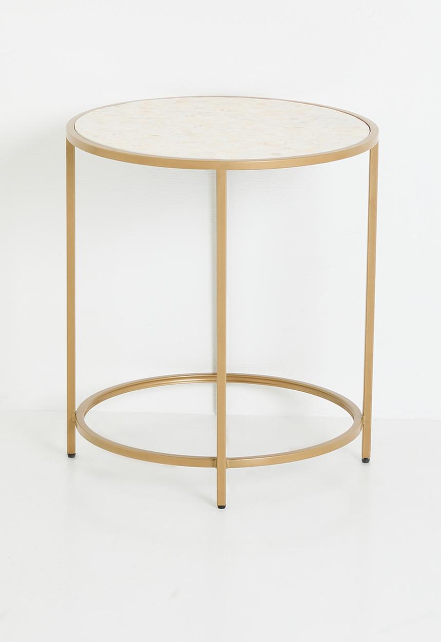 Sixth Floor - Estelle inlay metal side table - gold
