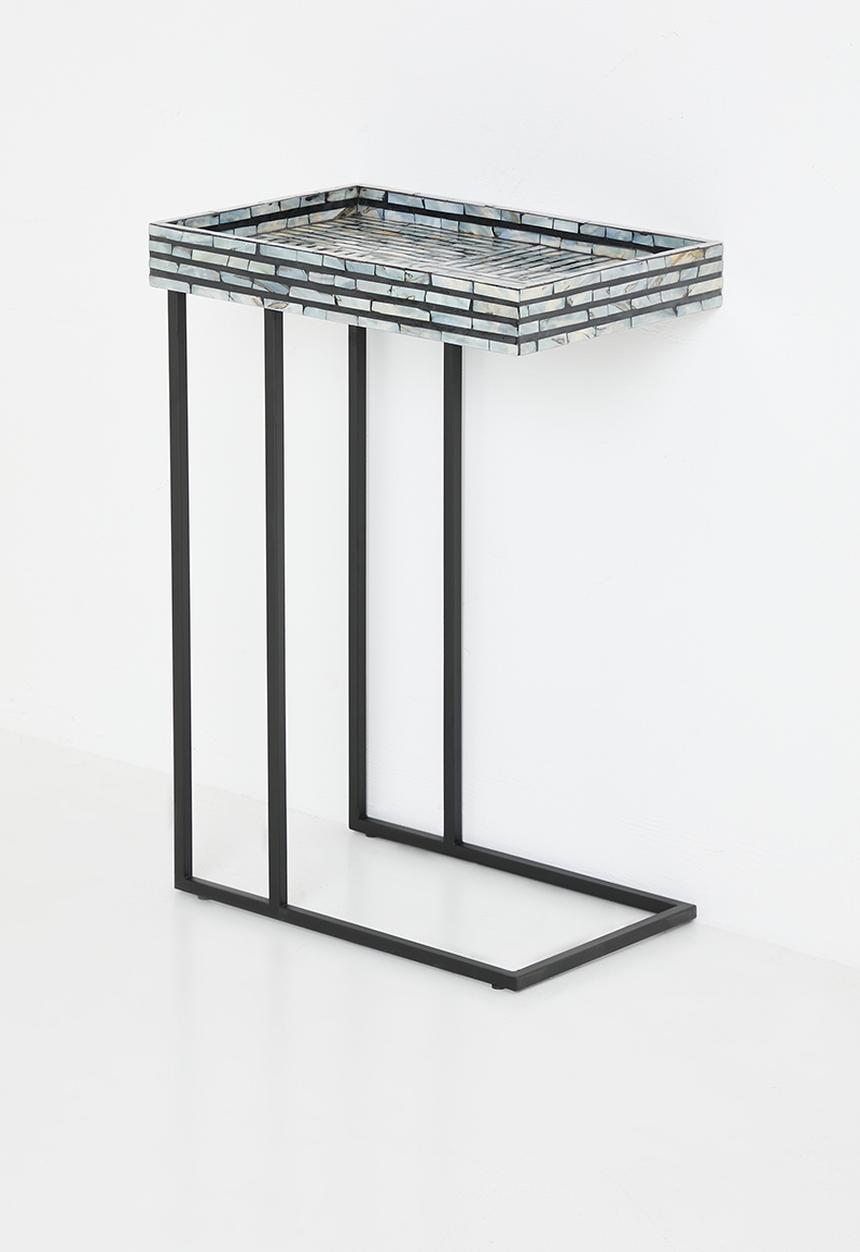 Sixth Floor - Kendo inlay metal side table - black