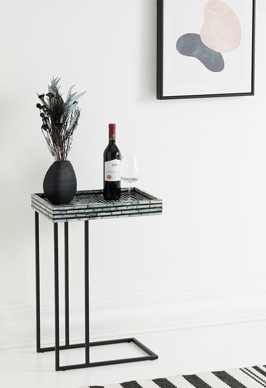 Sixth Floor - Kendo inlay metal side table - black