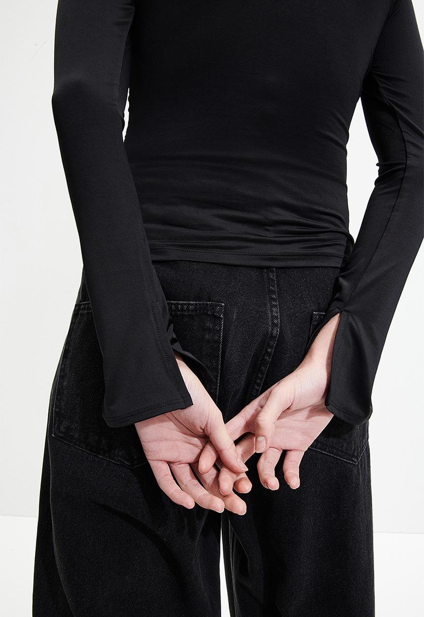 H&M - Draped jersey top - black