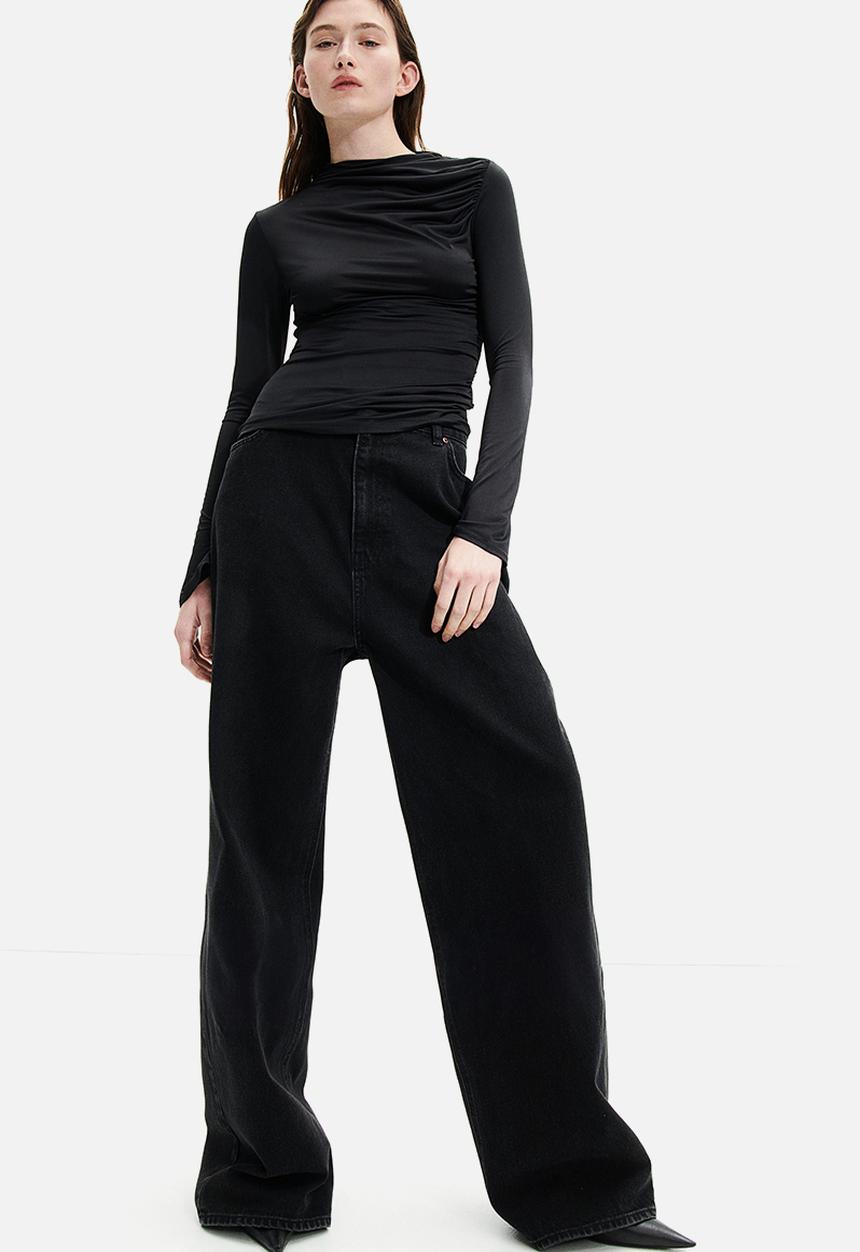 H&M - Draped jersey top - black