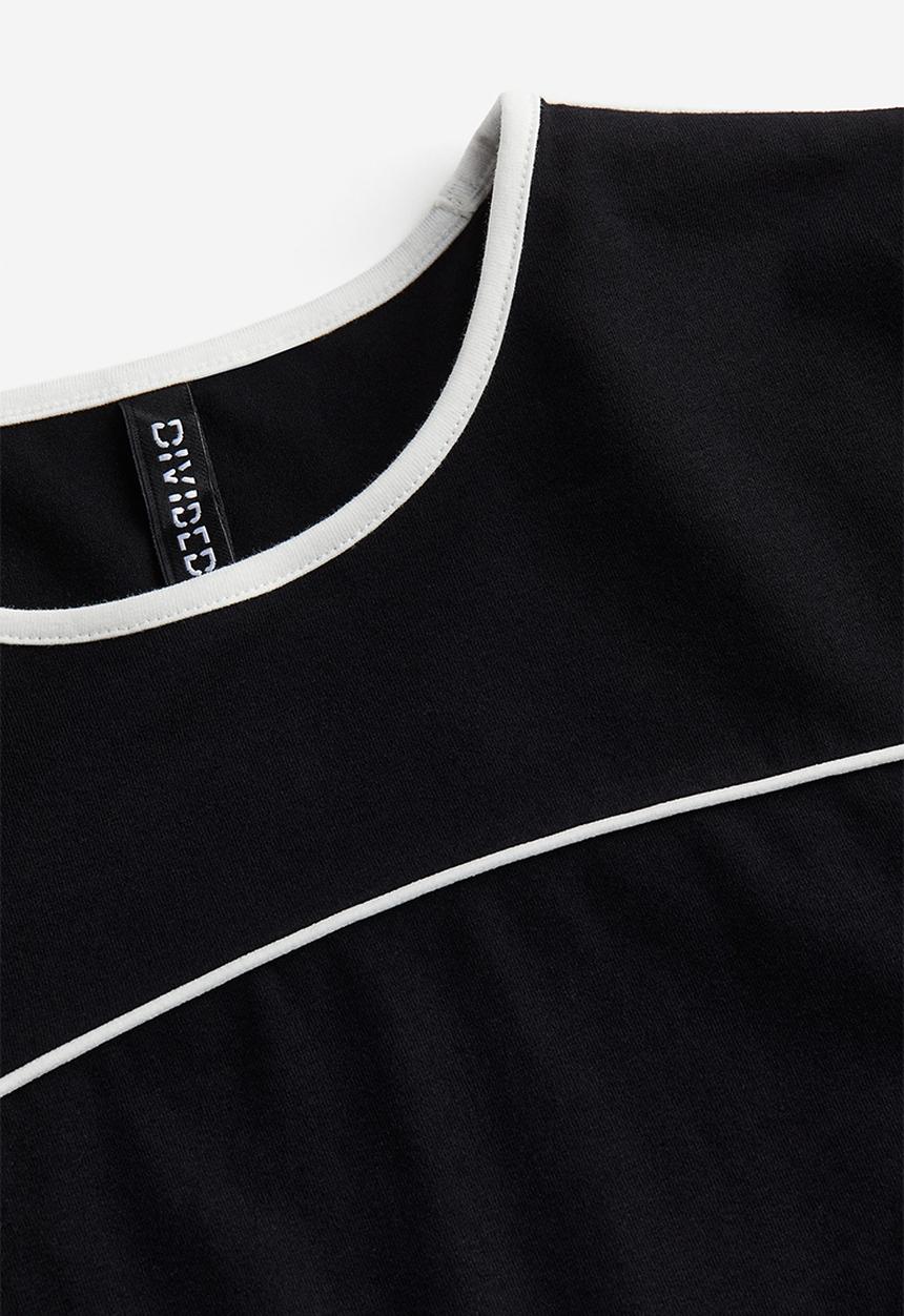 H&M - Piping-detail top - black,multi