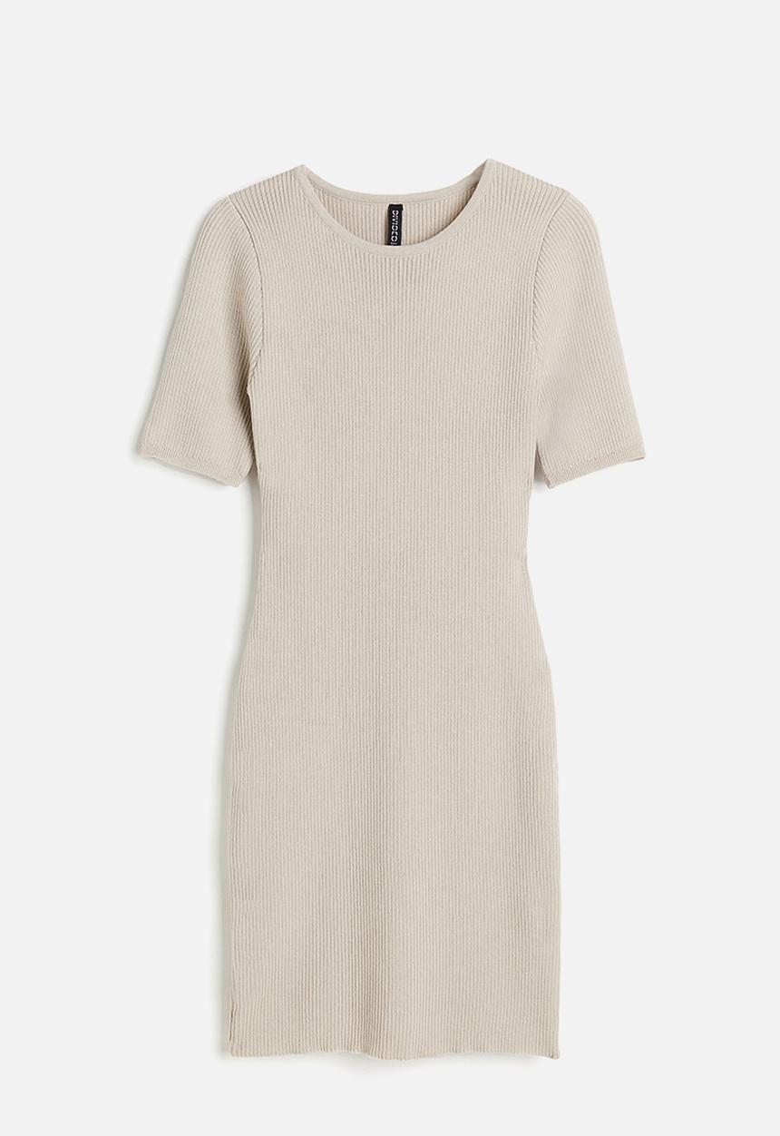 H&M - Rib-knit bodycon dress - beige