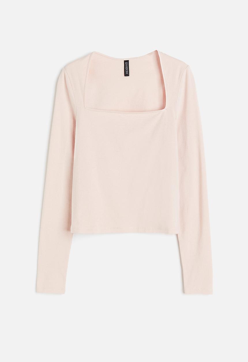 H&M - Square-neck jersey top - pink