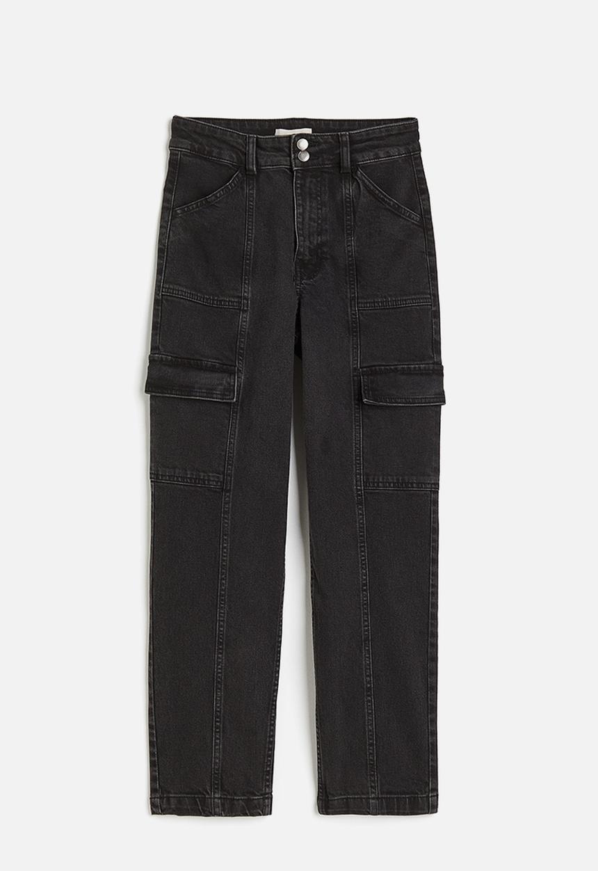 H&M - Denim cargo trousers - black