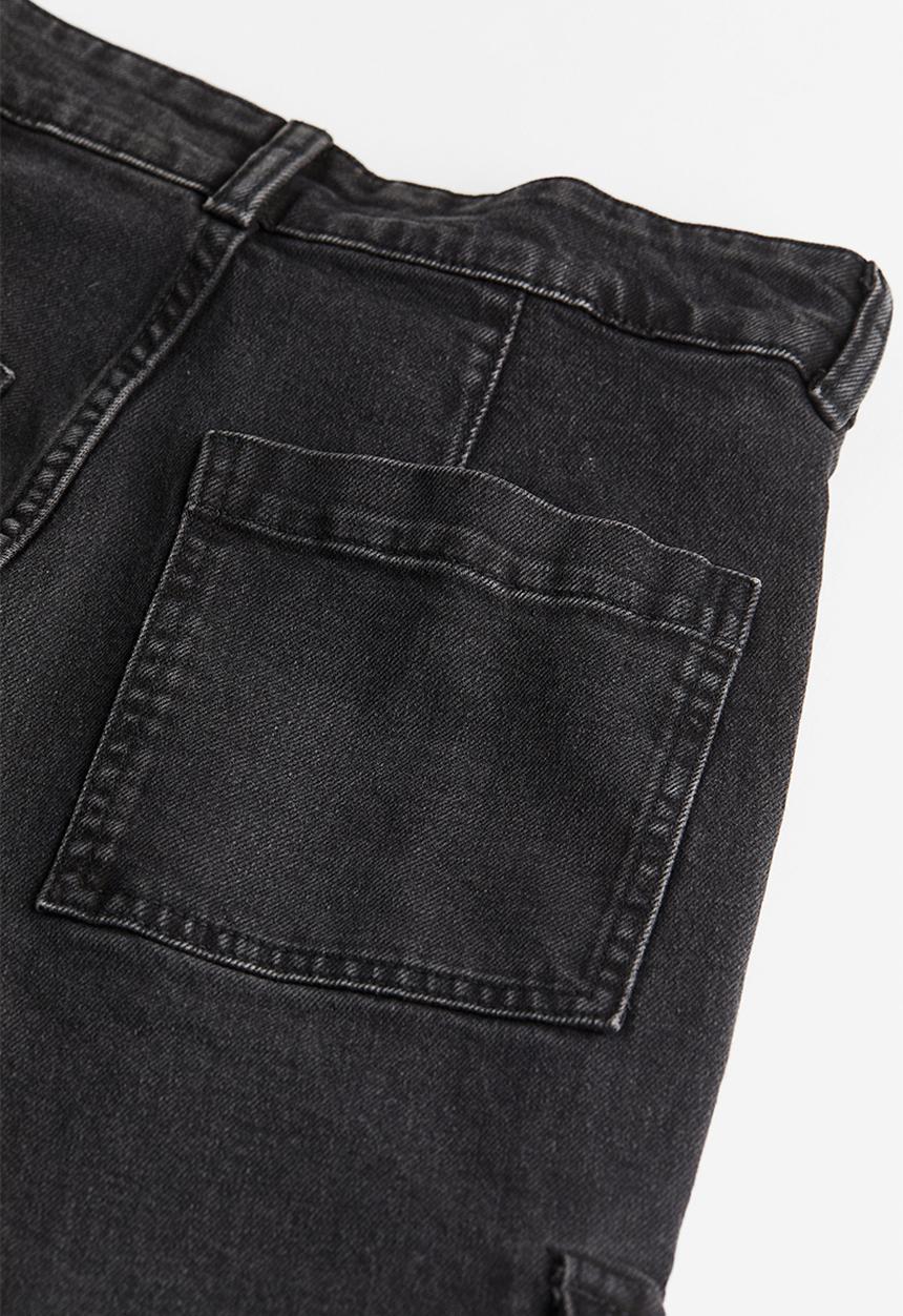 H&M - Denim cargo trousers - black