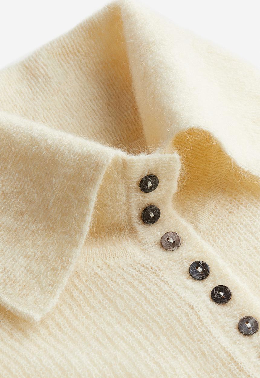 H&M - Mohair-blend collared top - white