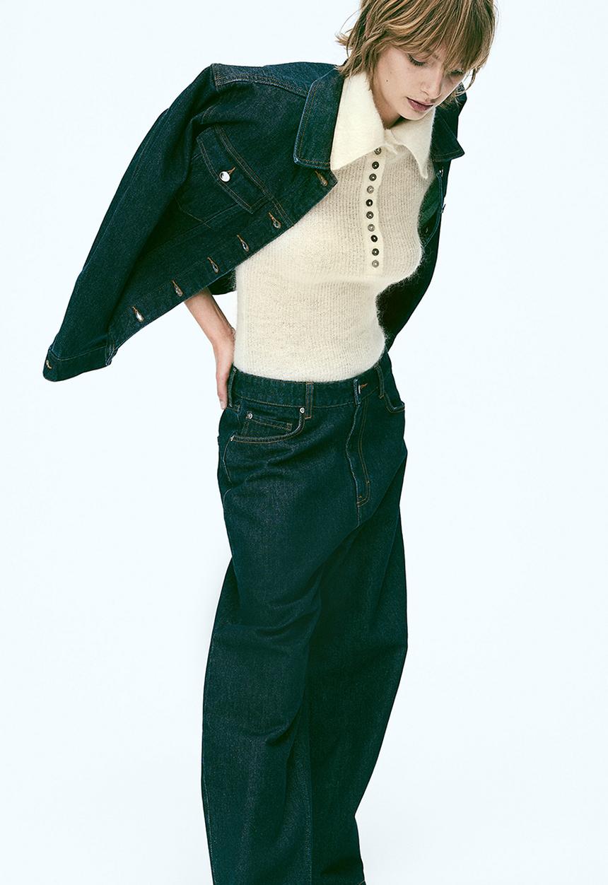 H&M - Mohair-blend collared top - white
