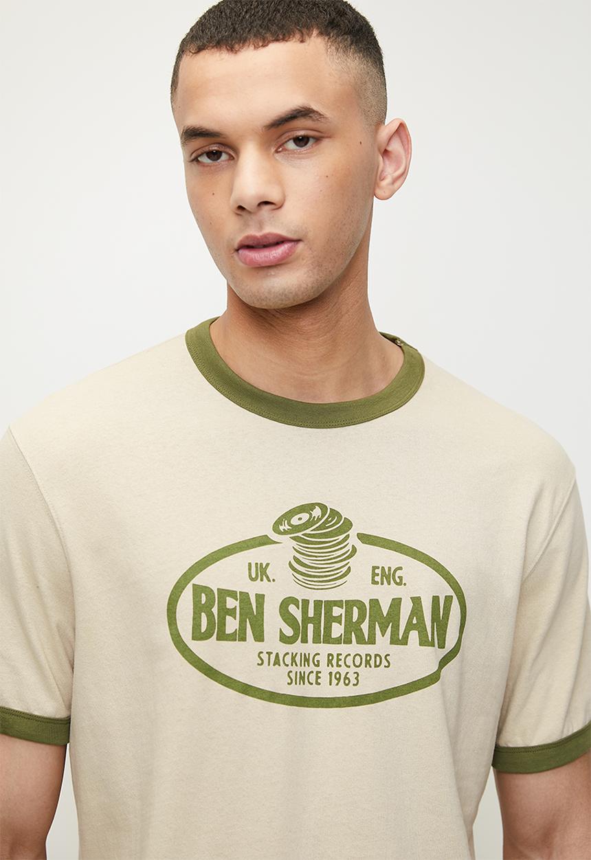 Ben Sherman - River brand driver tee shirt - neutral & olive 