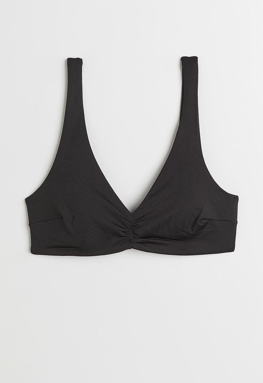 H&M - Padded tie-back bikini top - black