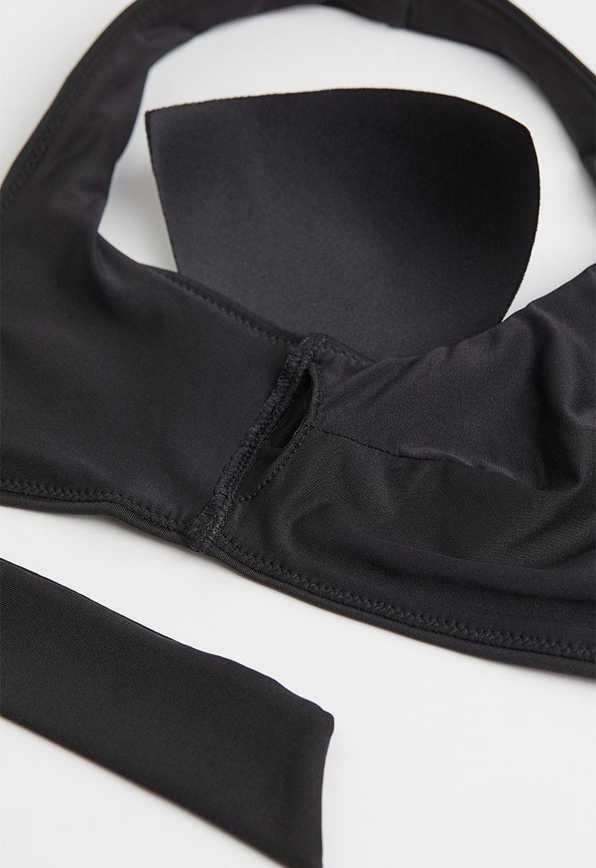 H&M - Padded tie-back bikini top - black