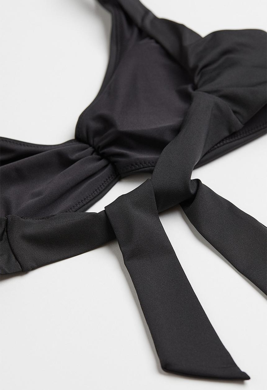 H&M - Padded tie-back bikini top - black
