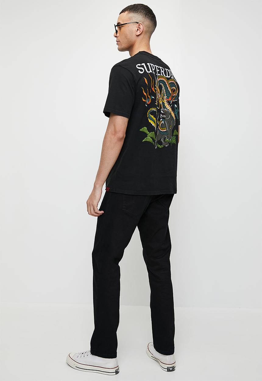 Superdry. - Tattoo Graphic Loose Fit T-Shirt - Washed Black