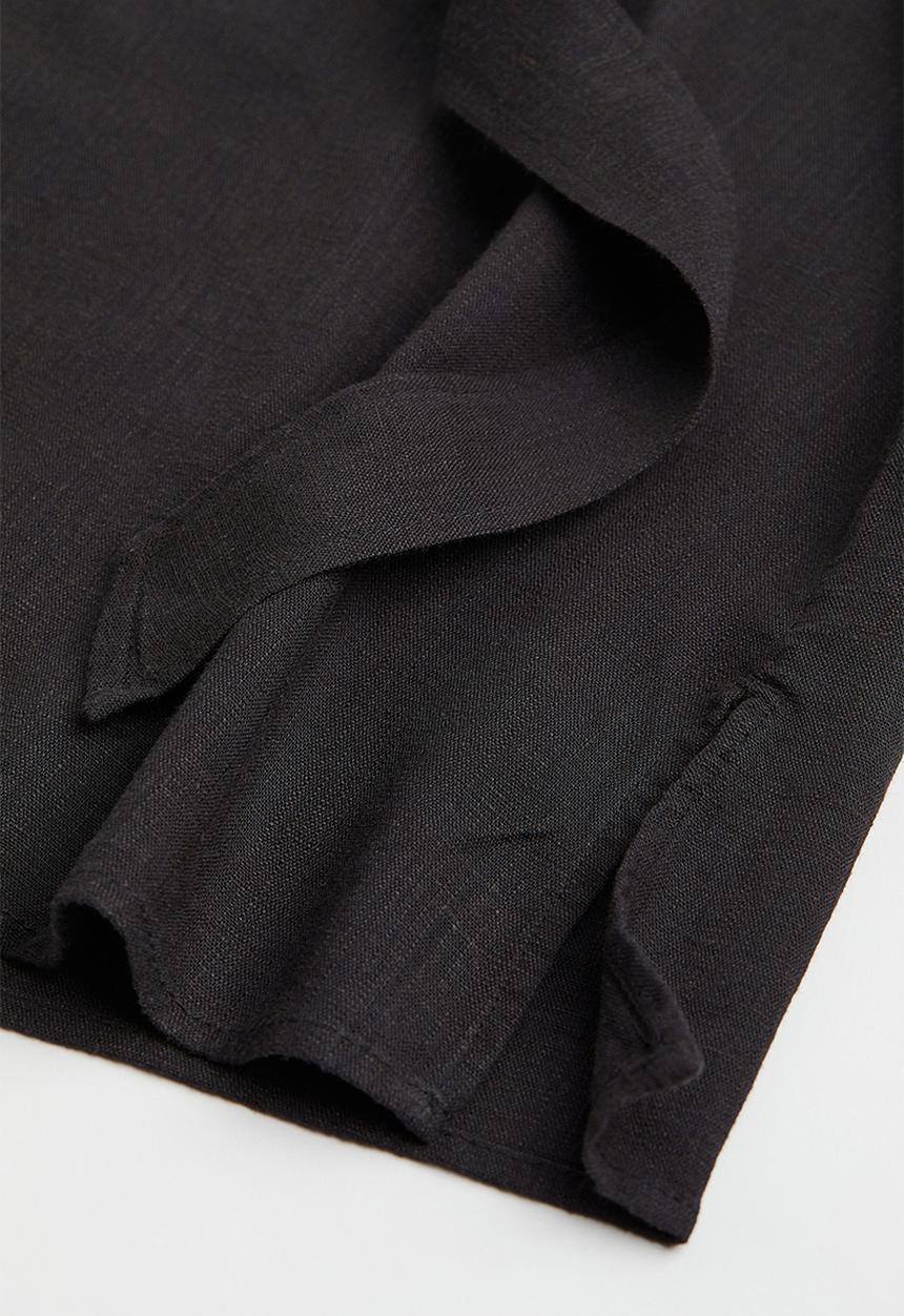 H&M - V-neck linen-blend dress - black