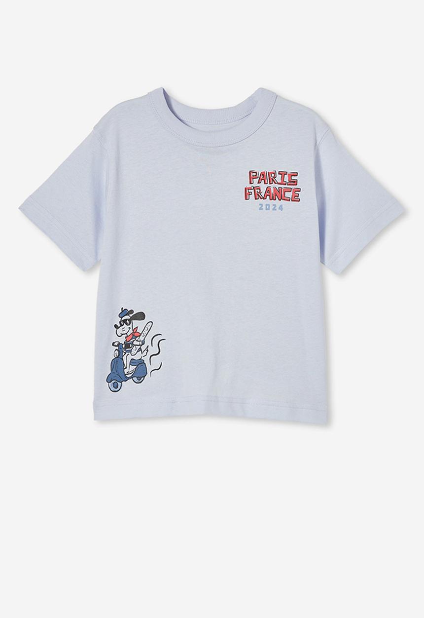 Cotton On - Jonny short sleeve print tee - morning blue/paris france