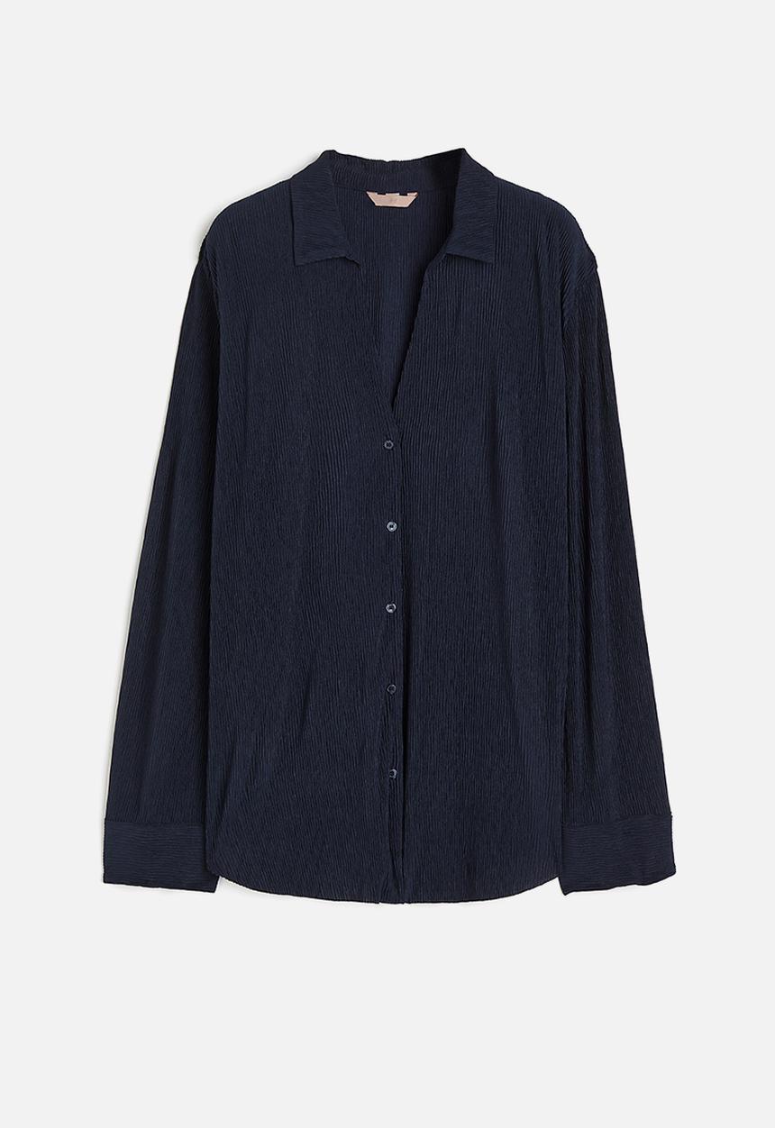 H&M - Crinkled loungewear shirt - blue