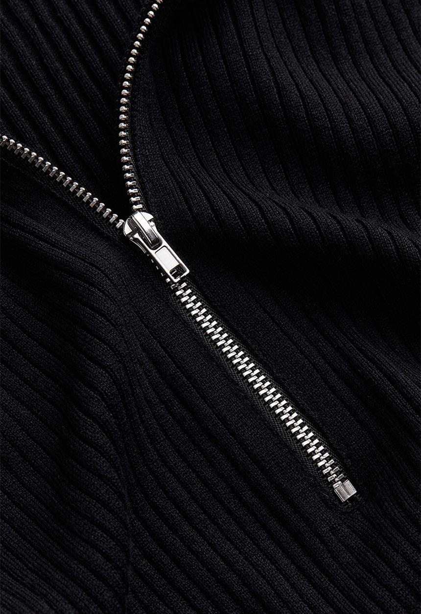 H&M - Zip-top rib-knit top - black