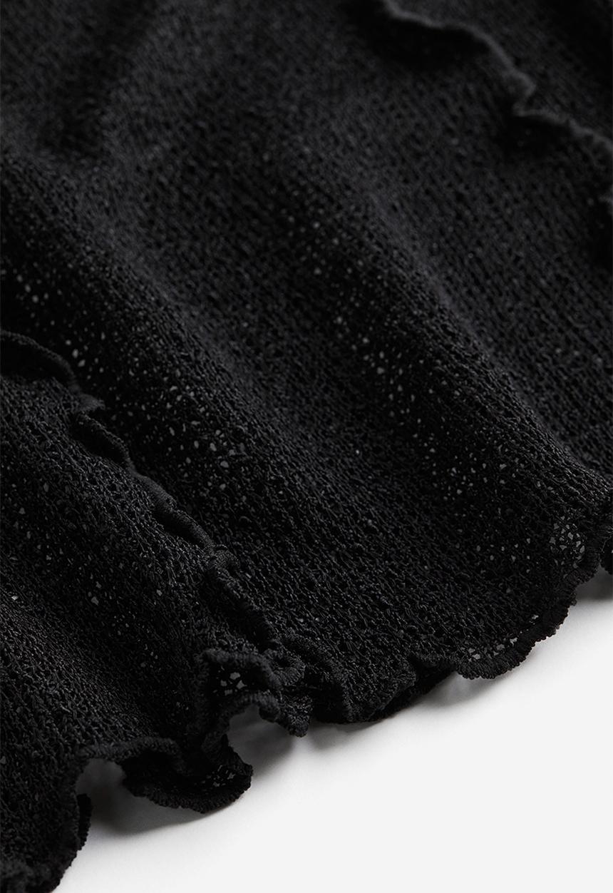 H&M - Overlock-detail knitted top - black