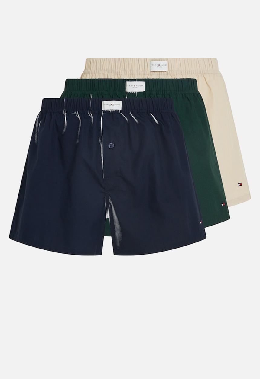 3 Pack Woven Boxer - Hunter/Classic Beige/Des Sky