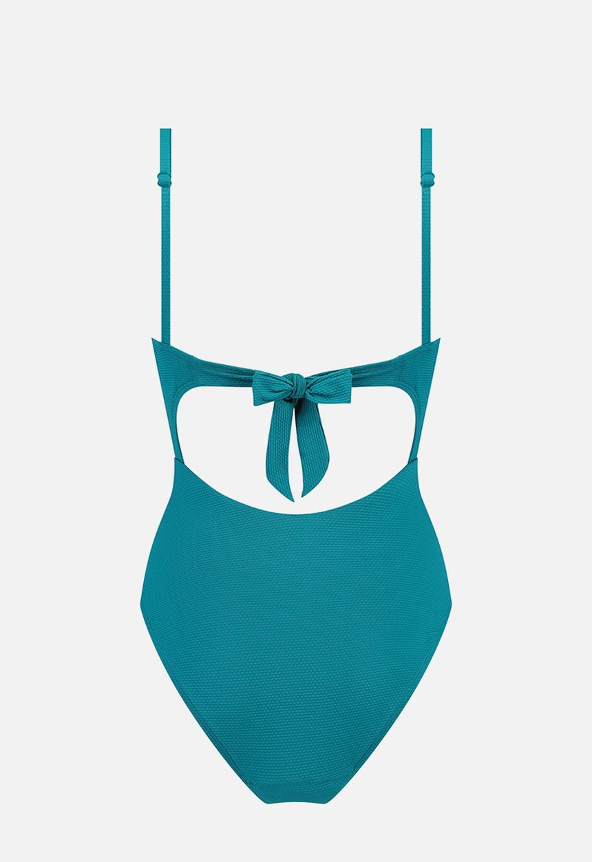 Hunkemoller - Relief twist Swimsuit - deep teal