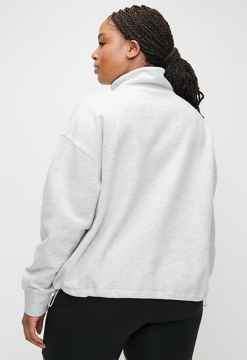 Cotton On - Plus Plush Rib Half Zip Jumper - Cloudy Grey Marle