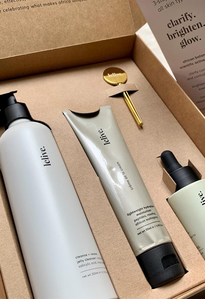 lelive. - best selling 3-step routine - clarify, brighten + glow 